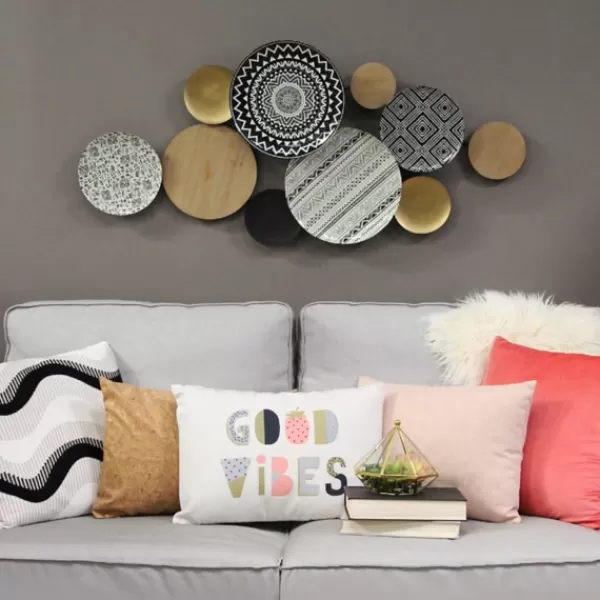 Wall Plaques-Kirkland's Home Boho Medley Plates Wall Plaque Black/White/Gold/Brown