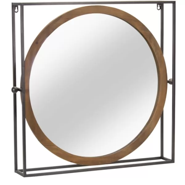 Decorative Mirrors-Kirkland's Home Bold Iron And Wood Square Framed Mirror