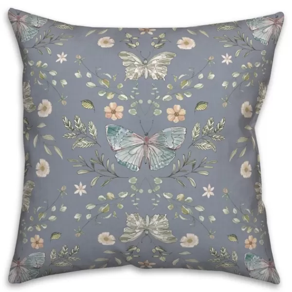 Pillows-Kirkland's Home Botanical Butterfly Throw Pillow Blue