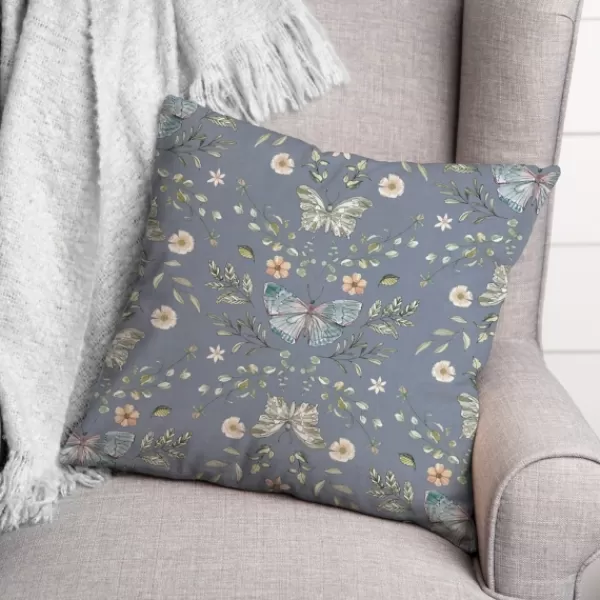 Pillows-Kirkland's Home Botanical Butterfly Throw Pillow Blue