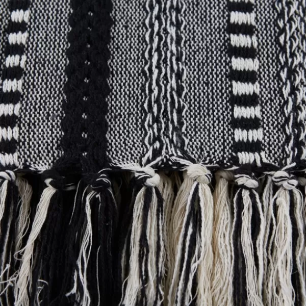 Blankets & Throws-Kirkland's Home Braided Fringe Throw Black