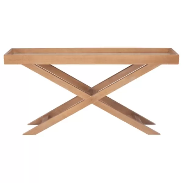 Console Tables-Kirkland's Home Brazilian Pine Tray Top Console Table Tan