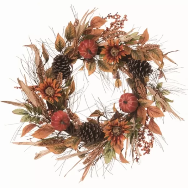 Wreaths-Kirkland's Home Bright Bounty Pumpkin Sunflower Wreath Multi