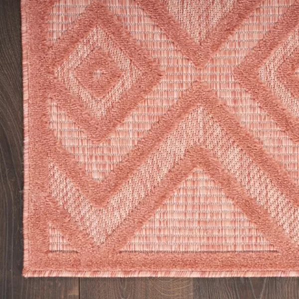 Outdoor Rugs-Kirkland's Home Bright Coral Diamond Outdoor Area Rug, 6X9 Orange