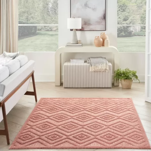 Outdoor Rugs-Kirkland's Home Bright Coral Diamond Outdoor Area Rug, 6X9 Orange