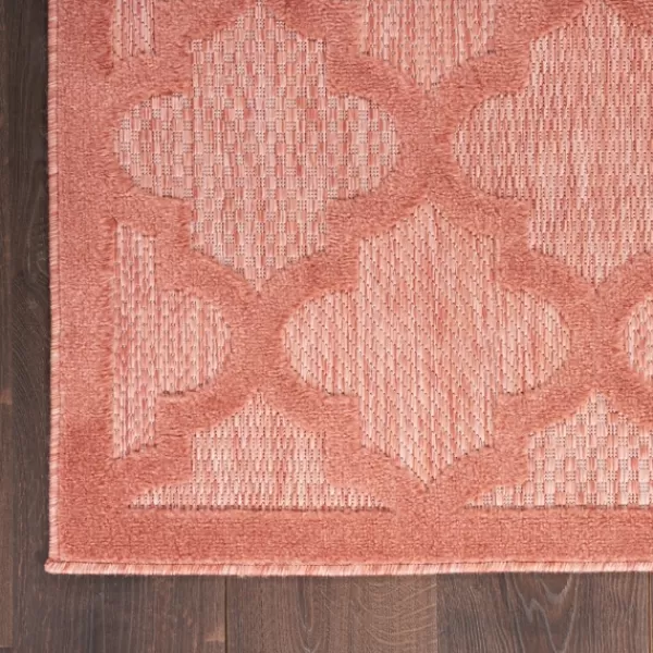 Outdoor Rugs-Kirkland's Home Bright Coral Trellis Outdoor Area Rug, 4X6 Pink/White
