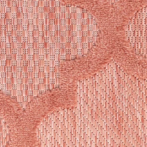 Outdoor Rugs-Kirkland's Home Bright Coral Trellis Outdoor Area Rug, 4X6 Pink/White