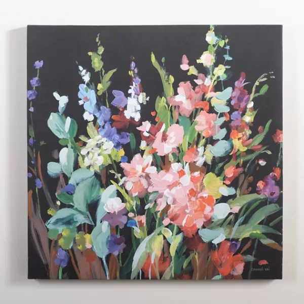 Canvas Art-Kirkland's Home Bright Floral And Black Canvas Art Print Black/Green