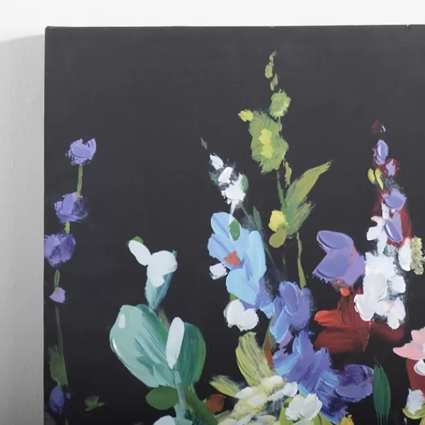 Canvas Art-Kirkland's Home Bright Floral And Black Canvas Art Print Black/Green