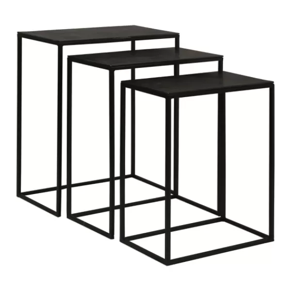 Accent & End Tables-Kirkland's Home Bronze Metal Nesting Side Tables, Set Of 3 Black