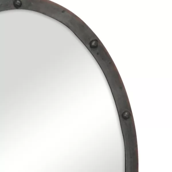 Decorative Mirrors-Kirkland's Home Bronze Metal Oval Ring And Rivet Trim Mirror