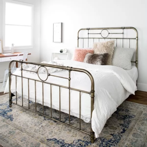 Beds & Headboards-Kirkland's Home Bronze Metal Pipe Queen Bed Gold
