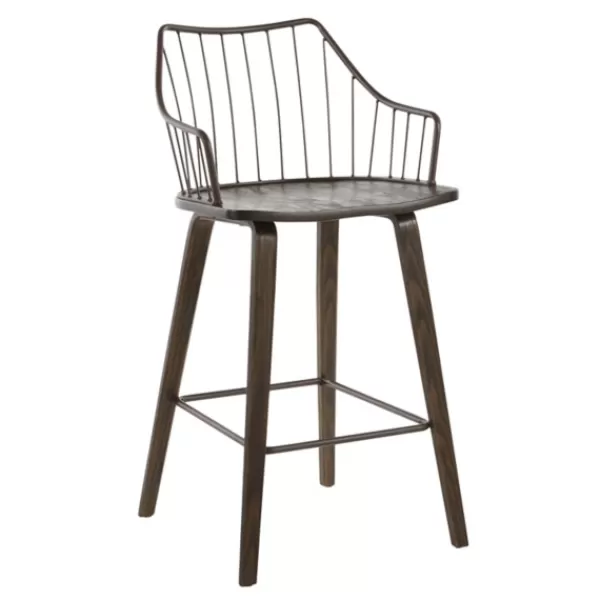 Bar Stools & Counter Height Stools-Kirkland's Home Bronze Poplar Wood Counter Stool Brown