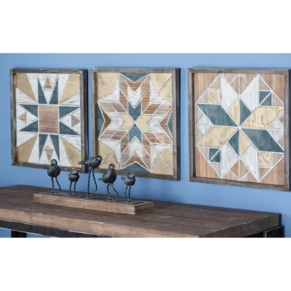 Wall Plaques-Kirkland's Home Brown Abstract Wood Framed Wall Plaques, Set Of 3 Brown/Gray