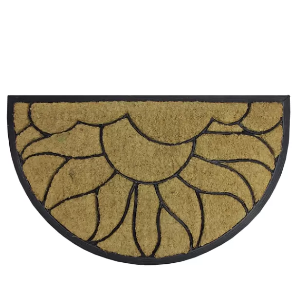 Doormats-Kirkland's Home Brown And Black Sunflower Half Round Doormat Brown/Black