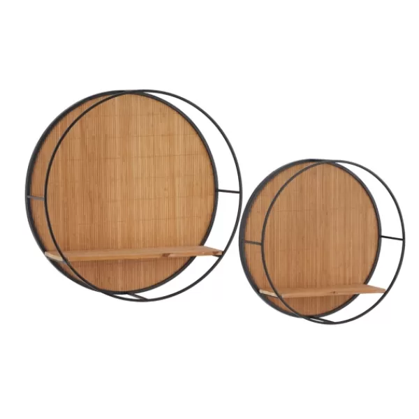 Shelves-Kirkland's Home Brown Bamboo Modern Wall Shelves, Set Of 2