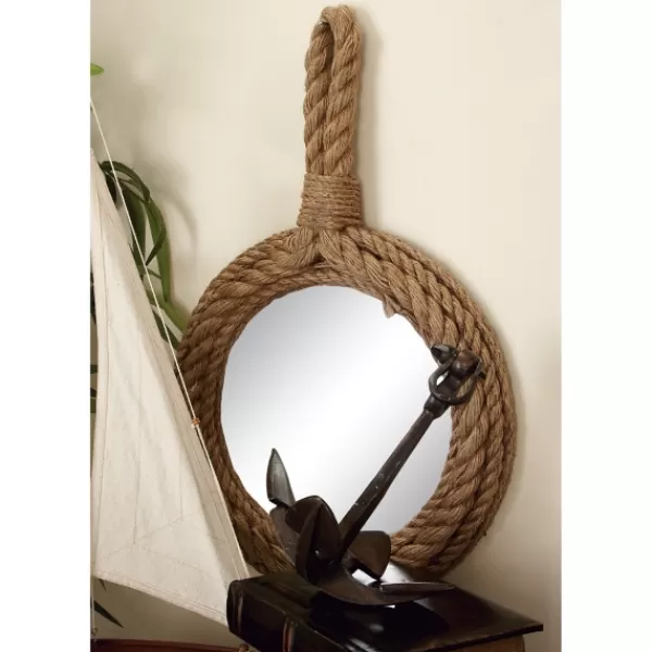 Decorative Mirrors-Kirkland's Home Brown Cora Jute Wall Mirrors, Set Of 3