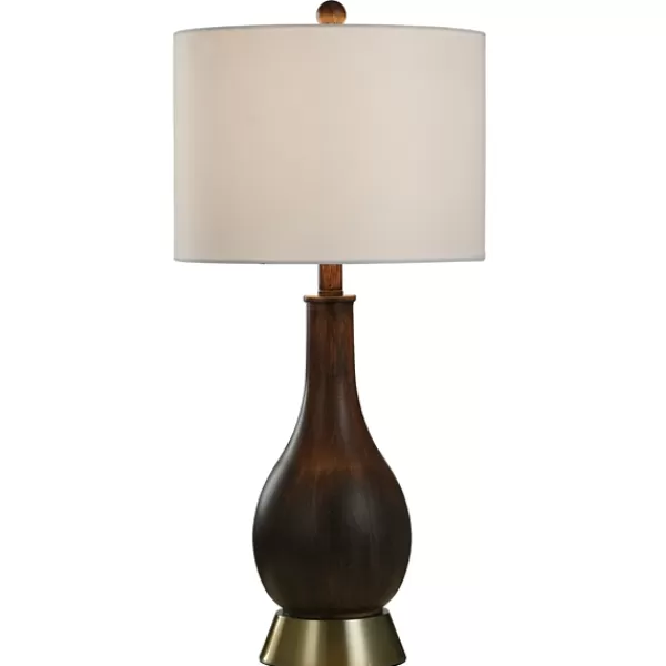 Table Lamps-Kirkland's Home Brown Curved Wood Table Lamp White