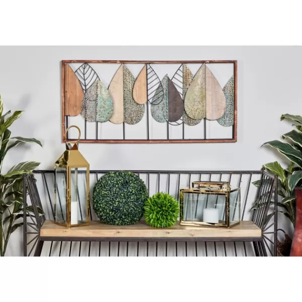 Wall Plaques-Kirkland's Home Brown Metal And Wood Leaves Wall Plaque Brown/Black