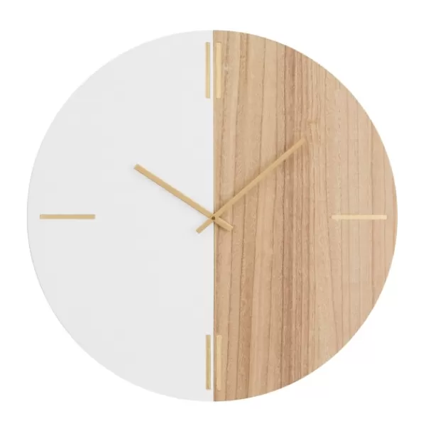 Clocks-Kirkland's Home Brown Neutral Element Wall Clock White