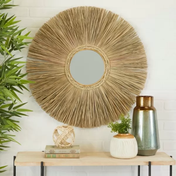 Decorative Mirrors-Kirkland's Home Brown Reed And Wood Wall Mirror