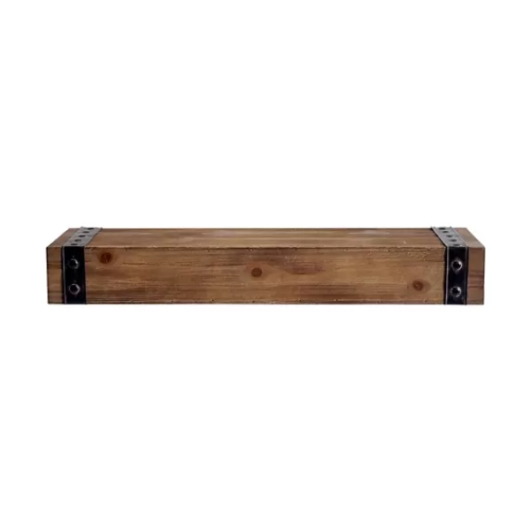 Shelves-Kirkland's Home Brown Wood And Metal Shelf, 24 In.
