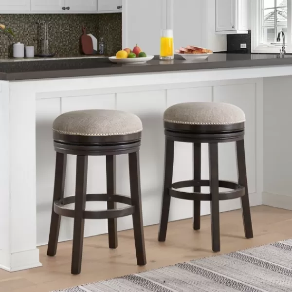 Bar Stools & Counter Height Stools-Kirkland's Home Brown Wood Backless Swivel 2-Pc. Bar Stool Set Gray