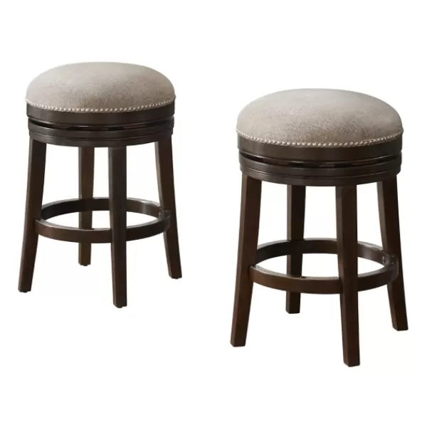 Bar Stools & Counter Height Stools-Kirkland's Home Brown Wood Backless Swivel 2-Pc. Counter Stool Set Gray