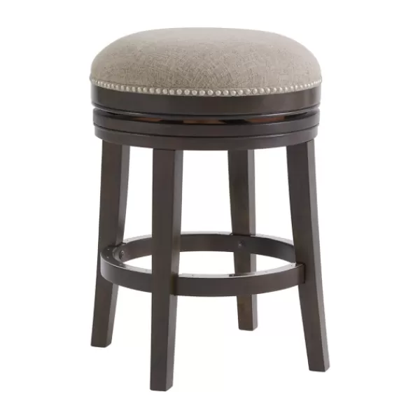 Bar Stools & Counter Height Stools-Kirkland's Home Brown Wood Backless Swivel Counter Stool Gray