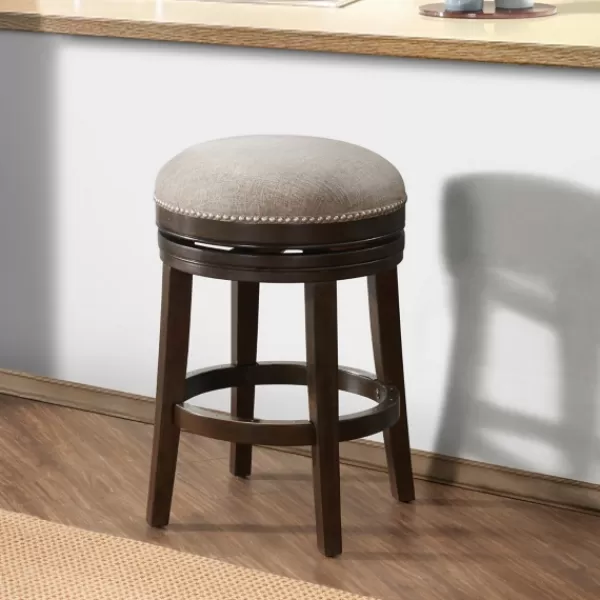 Bar Stools & Counter Height Stools-Kirkland's Home Brown Wood Backless Swivel Counter Stool Gray