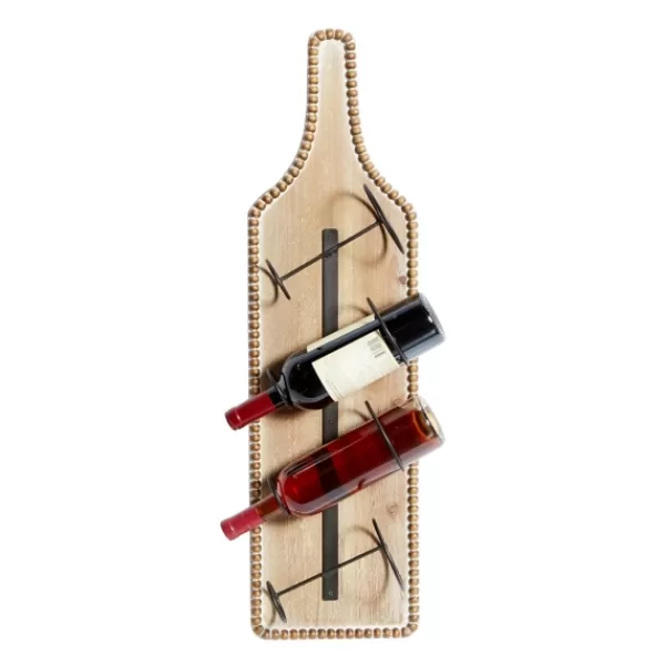 Wall Storage-Kirkland's Home Brown Wood Bottle Frame Metal Bracket Wine Holder