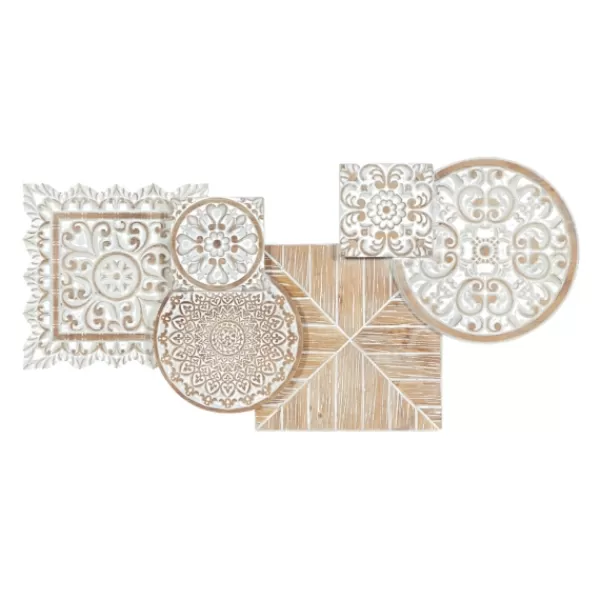 Wall Plaques-Kirkland's Home Brown Wood Geometric Layered Shapes Wall Plaque Brown/White