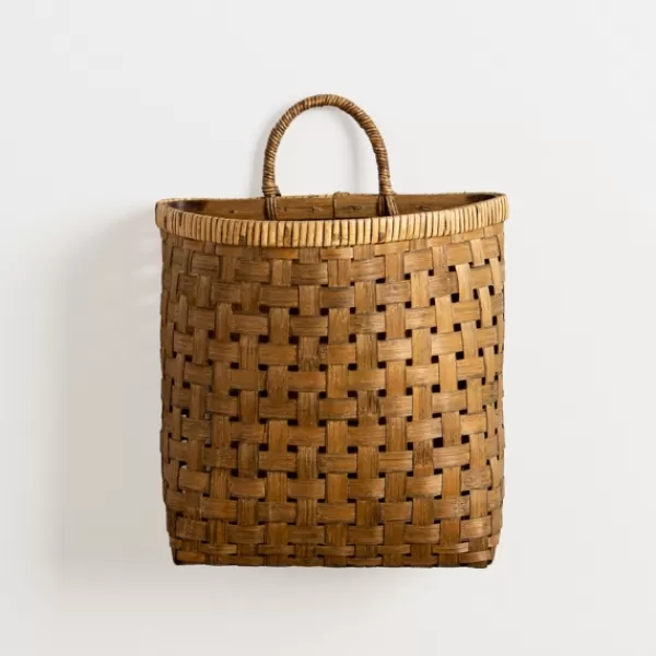 Wall Storage-Kirkland's Home Brown Woven Bamboo Wall Pocket