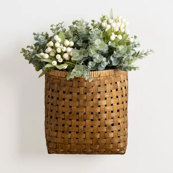 Wall Storage-Kirkland's Home Brown Woven Bamboo Wall Pocket