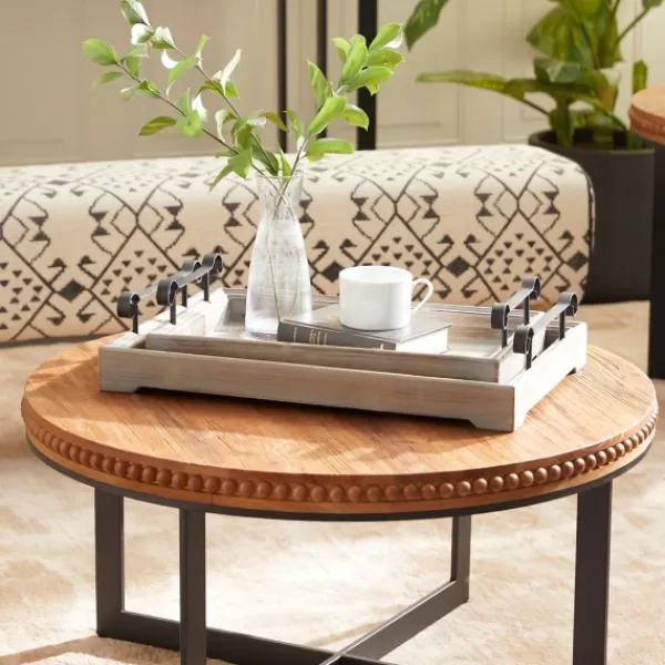 Decorative Trays-Kirkland's Home Brushed Distressed 2-Pc. Decorative Tray Set Gray