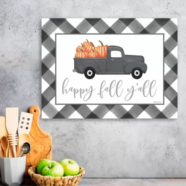 Wall Quotes & Signs-Kirkland's Home Buffalo Check Happy Fall Truck Giclee Canvas Print Black/White/Gray