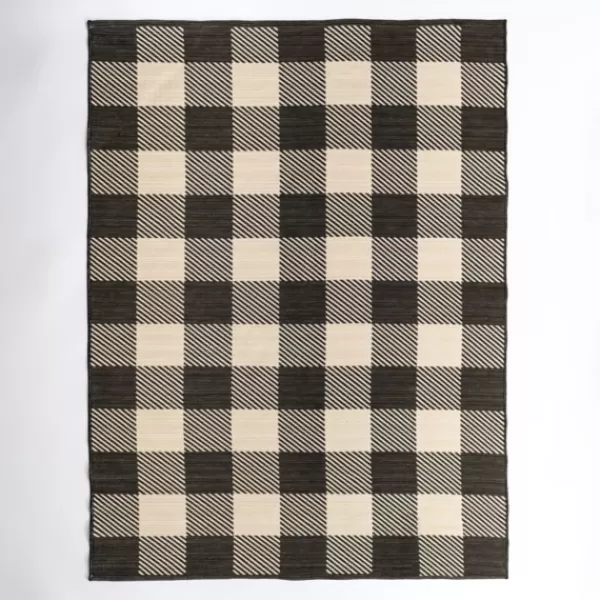 Outdoor Rugs-Kirkland's Home Buffalo Check Reversible Outdoor Area Rug, 6X9 Ivory/Black