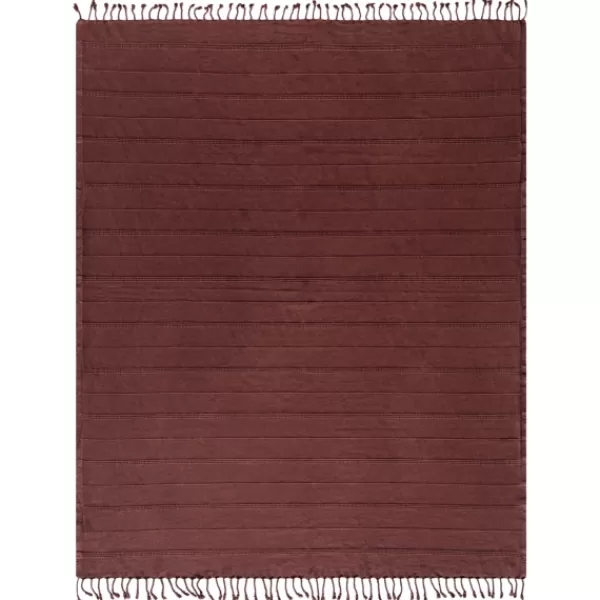 Blankets & Throws-Kirkland's Home Burgundy Modern Striped Throw Red