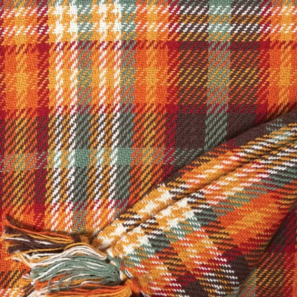 Blankets & Throws-Kirkland's Home Burnt Harvest Plaid Throw Orange