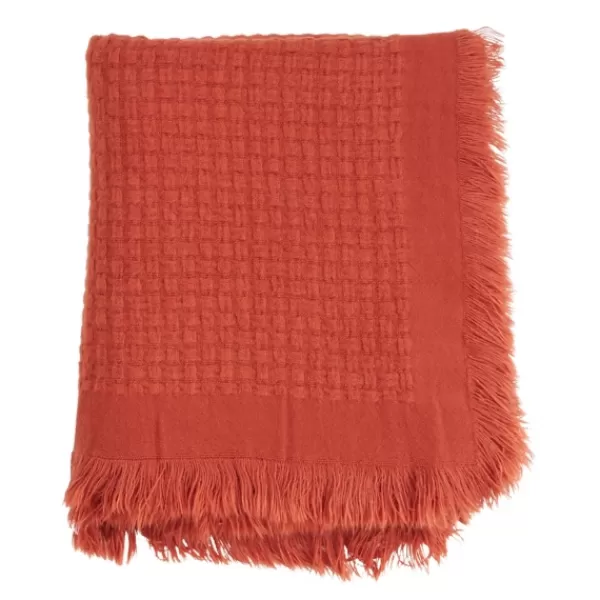 Blankets & Throws-Kirkland's Home Burnt Waffle Weave Throw Blanket Orange