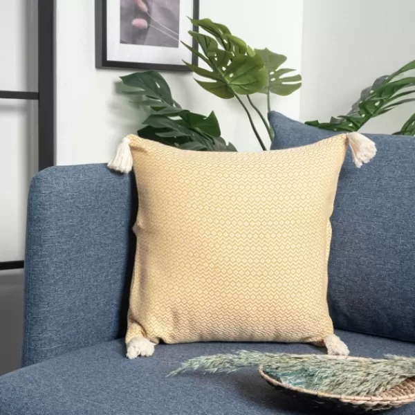 Pillows-Kirkland's Home Buttercup Chevron Organic Cotton Throw Pillow Yellow
