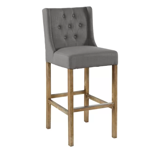 Bar Stools & Counter Height Stools-Kirkland's Home Button Tufted Kia Barstool Gray