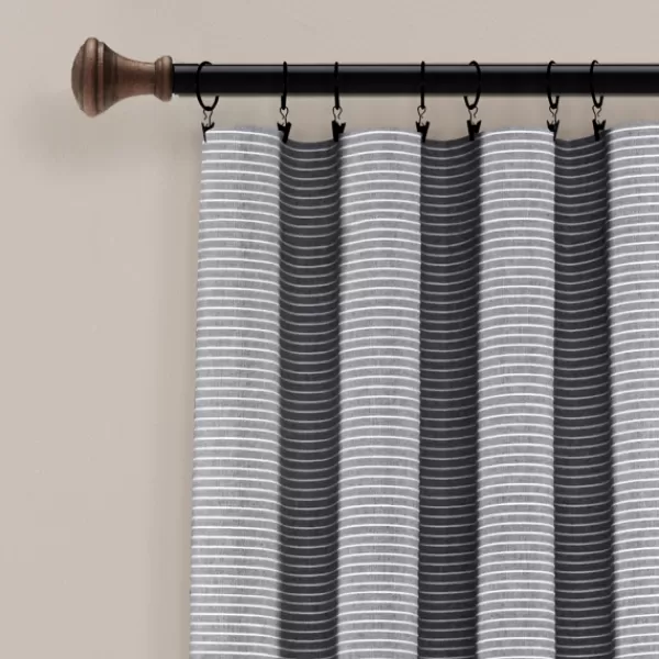 Curtains & Drapes-Kirkland's Home Buttons And Stripes Curtain Panel Set, 84 In. Gray