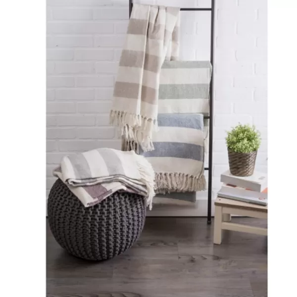 Blankets & Throws-Kirkland's Home Cabana Stripe Throw Gray