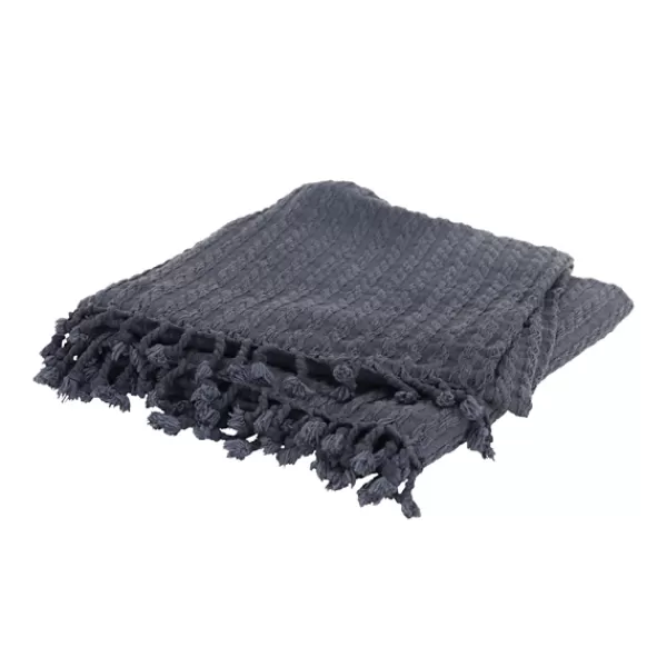 Blankets & Throws-Kirkland's Home Cable Knit Tassel Throw Blue