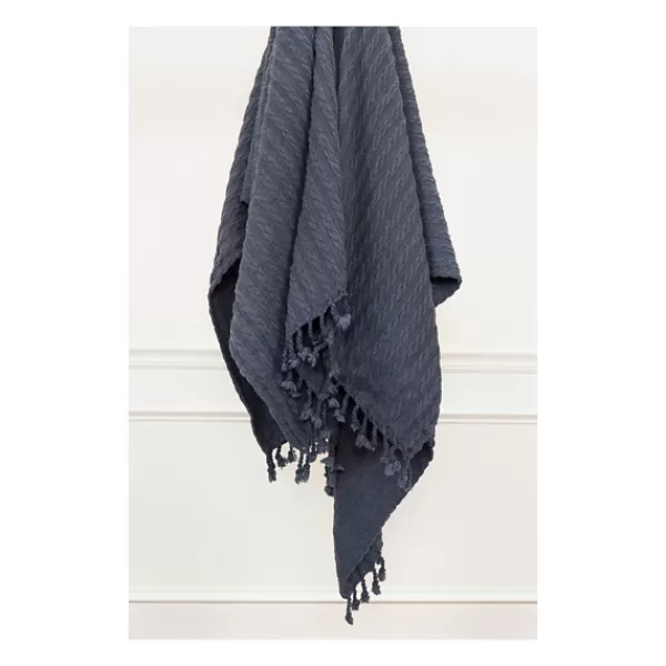 Blankets & Throws-Kirkland's Home Cable Knit Tassel Throw Blue