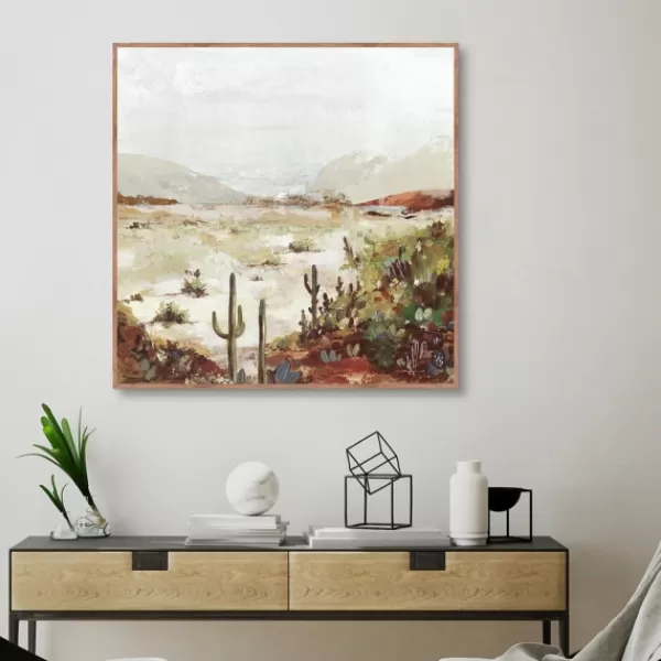 Framed Art-Kirkland's Home Cactus Canyon Western Framed Canvas Art White/Green/Brown