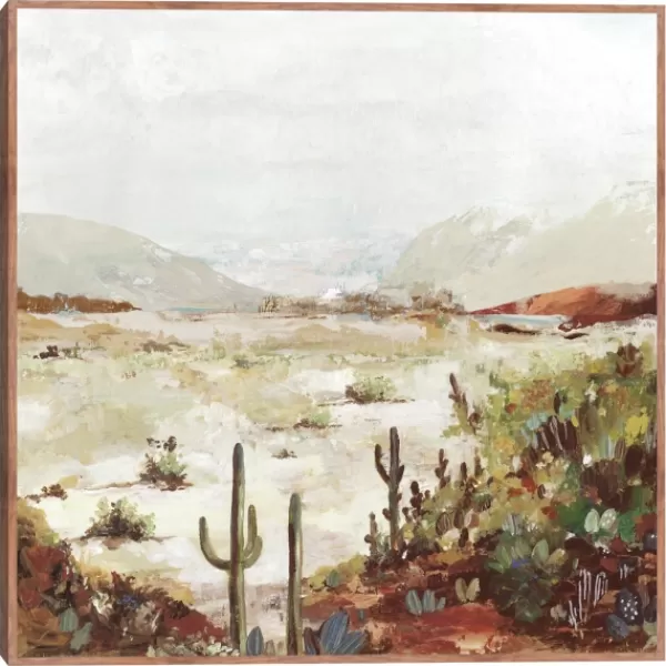 Framed Art-Kirkland's Home Cactus Canyon Western Framed Canvas Art White/Green/Brown