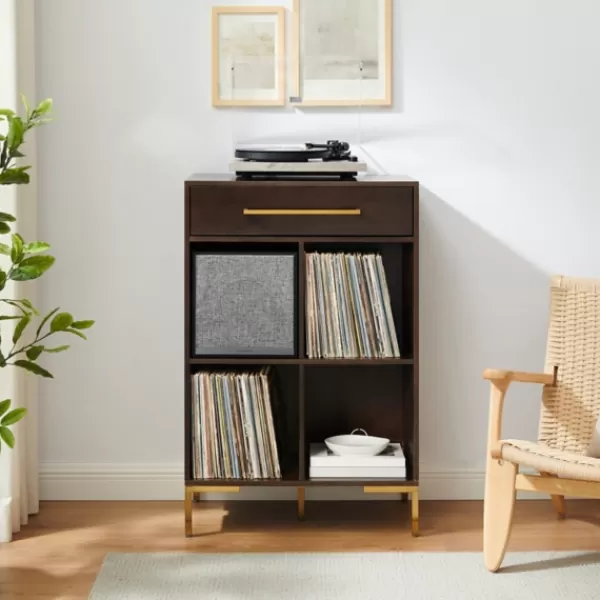 Bookshelves-Kirkland's Home Cadence Gold Record Storage Bookcase With Speaker