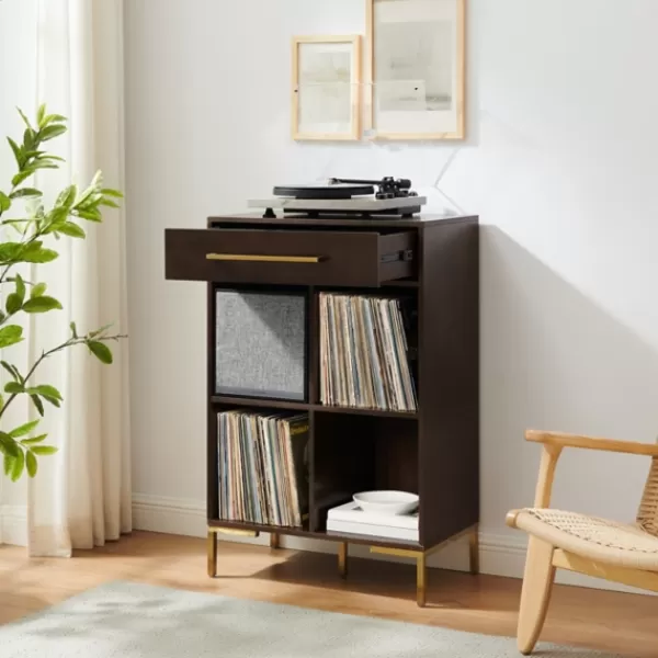 Bookshelves-Kirkland's Home Cadence Gold Record Storage Bookcase With Speaker